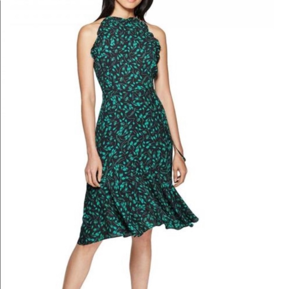 Who What Wear black and green floral print dress